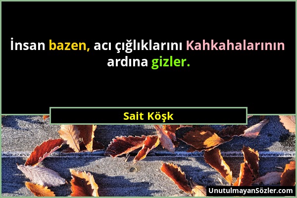 Sait Köşk - İnsan bazen, acı çığlıklarını Kahkahalarının ardına gizler....