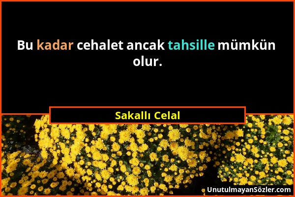 Sakallı Celal - Bu kadar cehalet ancak tahsille mümkün olur....