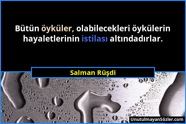 Salman Rüşdi - Bütün öyküler, olabilecekleri öykülerin hayaletlerinin istilası altındadırlar....