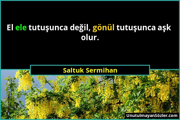 Saltuk Sermihan - El ele tutuşunca değil, gönül tutuşunca aşk olur....