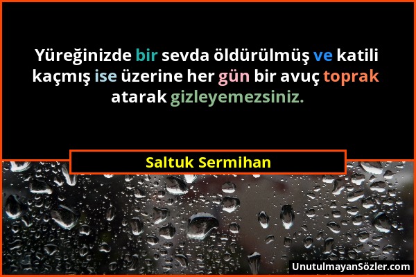 Saltuk Sermihan - Yüreğinizde bir sevda öldürülmüş ve katili kaçmış ise üzerine her gün bir avuç toprak atarak gizleyemezsiniz....