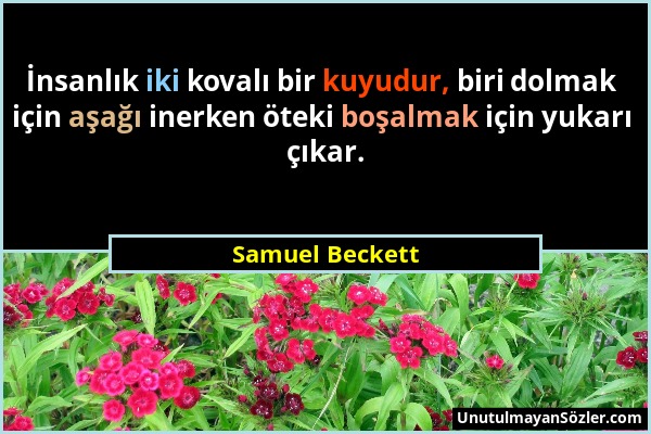 Samuel Beckett - İnsanlık iki kovalı bir kuyudur, biri dolmak için aşağı inerken öteki boşalmak için yukarı çıkar....
