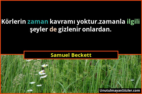 Samuel Beckett - Körlerin zaman kavramı yoktur.zamanla ilgili şeyler de gizlenir onlardan....