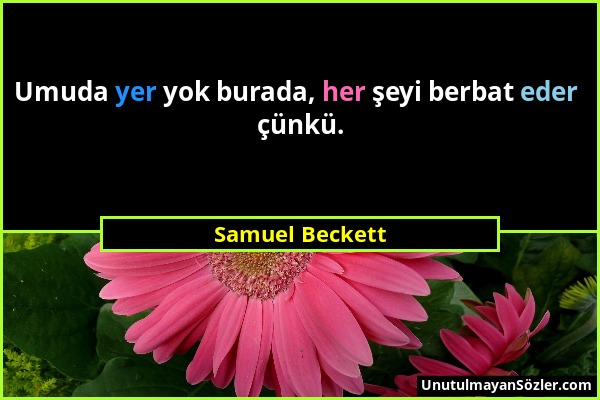 Samuel Beckett - Umuda yer yok burada, her şeyi berbat eder çünkü....