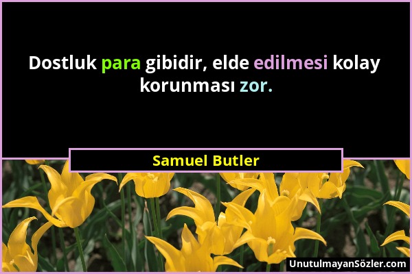 Samuel Butler - Dostluk para gibidir, elde edilmesi kolay korunması zor....