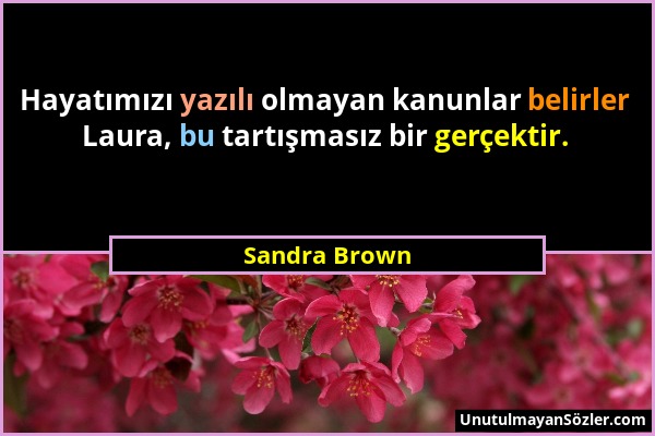 Sandra Brown - Hayatımızı yazılı olmayan kanunlar belirler Laura, bu tartışmasız bir gerçektir....