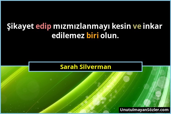 Sarah Silverman - Şikayet edip mızmızlanmayı kesin ve inkar edilemez biri olun....