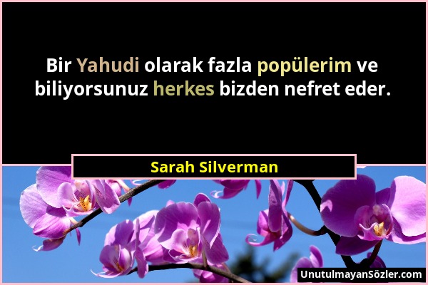 Sarah Silverman - Bir Yahudi olarak fazla popülerim ve biliyorsunuz herkes bizden nefret eder....