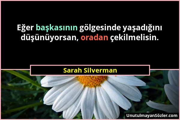 Sarah Silverman - Eğer başkasının gölgesinde yaşadığını düşünüyorsan, oradan çekilmelisin....