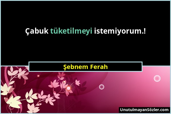 Şebnem Ferah - Çabuk tüketilmeyi istemiyorum.!...