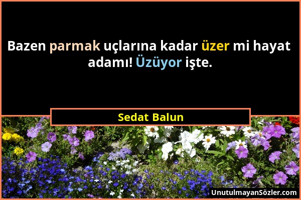 Sedat Balun - Bazen parmak uçlarına kadar üzer mi hayat adamı! Üzüyor işte....