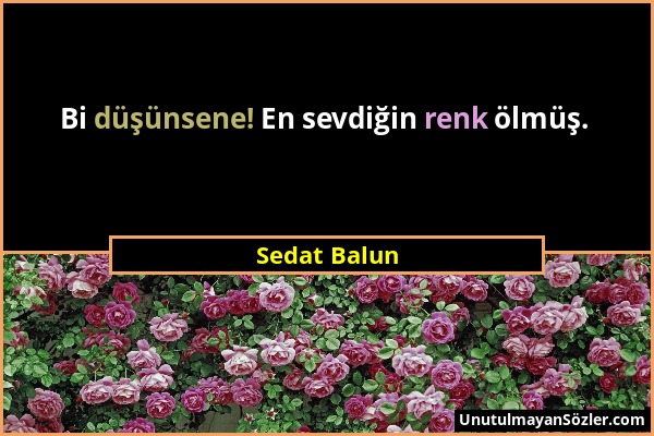 Sedat Balun - Bi düşünsene! En sevdiğin renk ölmüş....