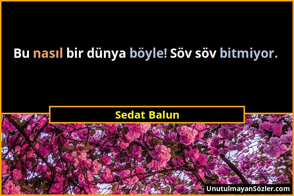 Sedat Balun - Bu nasıl bir dünya böyle! Söv söv bitmiyor....