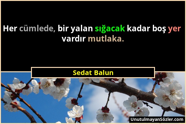 Sedat Balun - Her cümlede, bir yalan sığacak kadar boş yer vardır mutlaka....