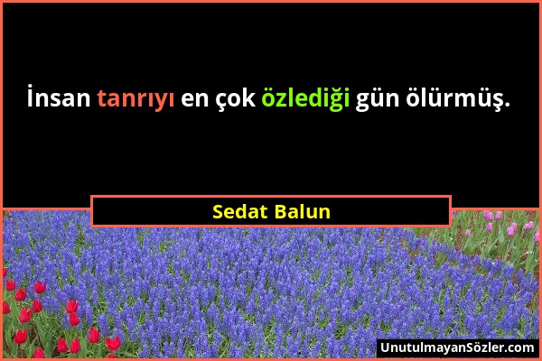 Sedat Balun - İnsan tanrıyı en çok özlediği gün ölürmüş....