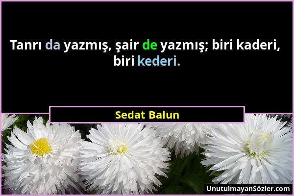 Sedat Balun - Tanrı da yazmış, şair de yazmış; biri kaderi, biri kederi....
