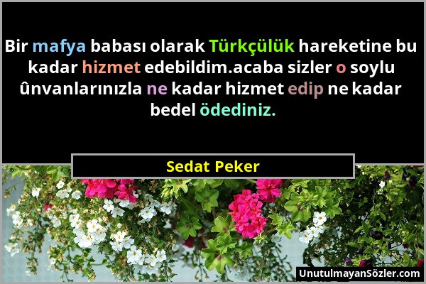 Sedat Peker - Bir mafya babası olarak Türkçülük hareketine bu kadar hizmet edebildim.acaba sizler o soylu ûnvanlarınızla ne kadar hizmet edip ne kadar...
