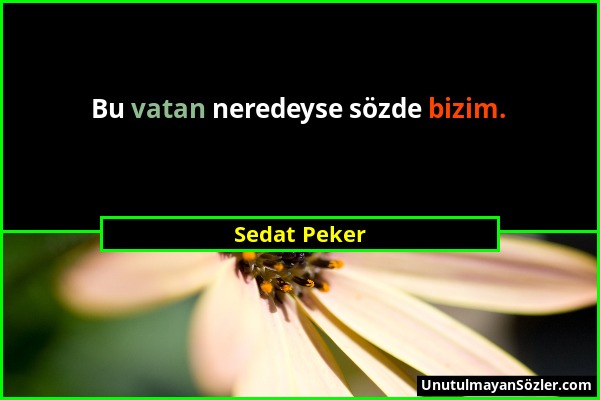 Sedat Peker - Bu vatan neredeyse sözde bizim....