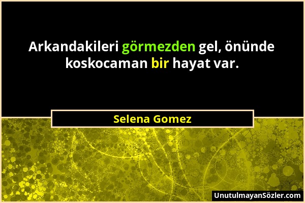 Selena Gomez - Arkandakileri görmezden gel, önünde koskocaman bir hayat var....