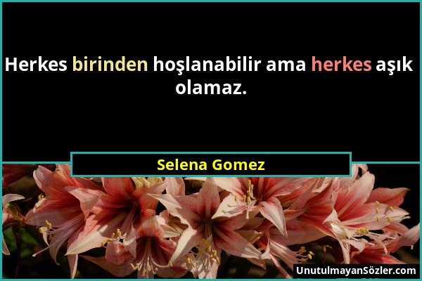 Selena Gomez - Herkes birinden hoşlanabilir ama herkes aşık olamaz....