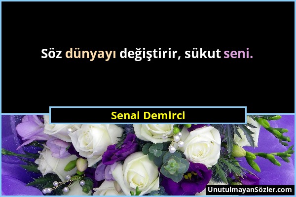 Senai Demirci - Söz dünyayı değiştirir, sükut seni....