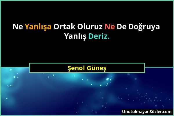 Şenol Güneş - Ne Yanlışa Ortak Oluruz Ne De Doğruya Yanlış Deriz....