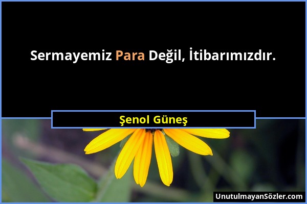 Şenol Güneş - Sermayemiz Para Değil, İtibarımızdır....