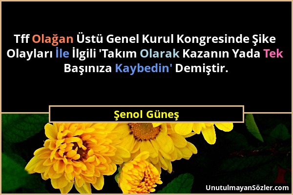 Şenol Güneş - Tff Olağan Üstü Genel Kurul Kongresinde Şike Olayları İle İlgili 'Takım Olarak Kazanın Yada Tek Başınıza Kaybedin' Demiştir....