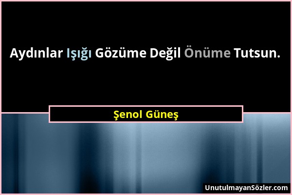 Şenol Güneş - Aydınlar Işığı Gözüme Değil Önüme Tutsun....