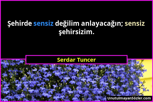 Serdar Tuncer - Şehirde sensiz değilim anlayacağın; sensiz şehirsizim....