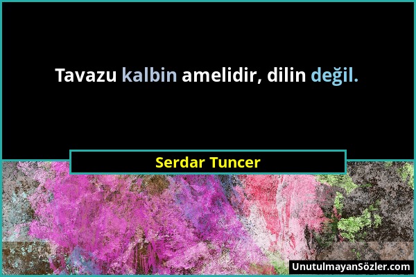 Serdar Tuncer - Tavazu kalbin amelidir, dilin değil....