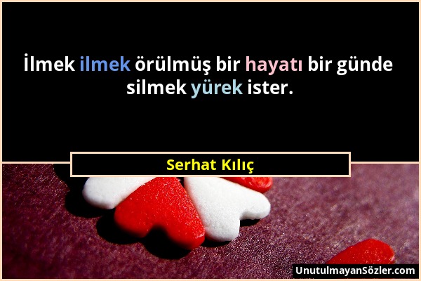 Serhat Kılıç - İlmek ilmek örülmüş bir hayatı bir günde silmek yürek ister....