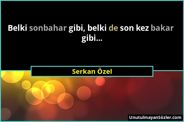 Serkan Özel - Belki sonbahar gibi, belki de son kez bakar gibi......