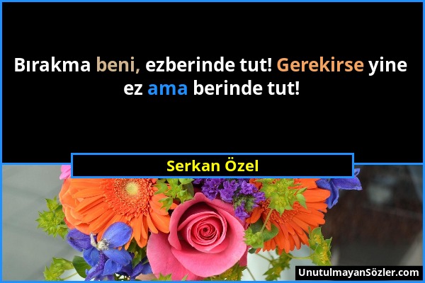 Serkan Özel - Bırakma beni, ezberinde tut! Gerekirse yine ez ama berinde tut!...