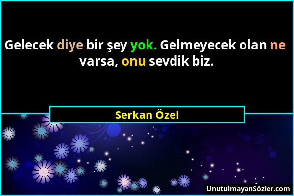 Serkan Özel - Gelecek diye bir şey yok. Gelmeyecek olan ne varsa, onu sevdik biz....