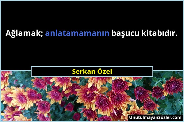 Serkan Özel - Ağlamak; anlatamamanın başucu kitabıdır....