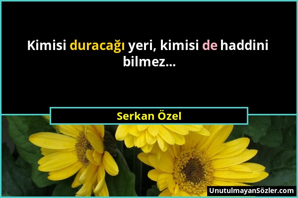 Serkan Özel - Kimisi duracağı yeri, kimisi de haddini bilmez......