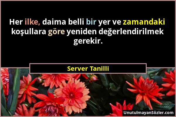 Server Tanilli - Her ilke, daima belli bir yer ve zamandaki koşullara göre yeniden değerlendirilmek gerekir....