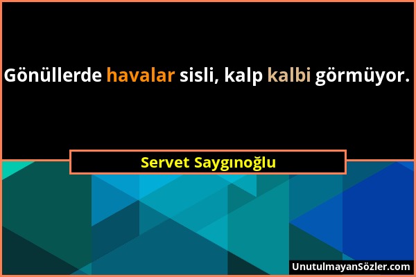 Servet Saygınoğlu - Gönüllerde havalar sisli, kalp kalbi görmüyor....