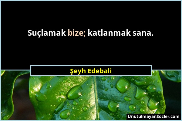 Şeyh Edebali - Suçlamak bize; katlanmak sana....