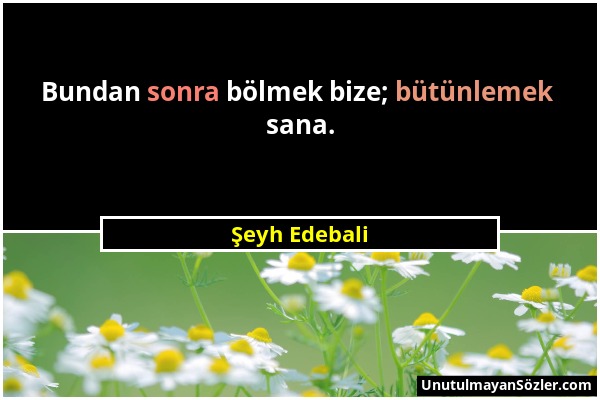 Şeyh Edebali - Bundan sonra bölmek bize; bütünlemek sana....