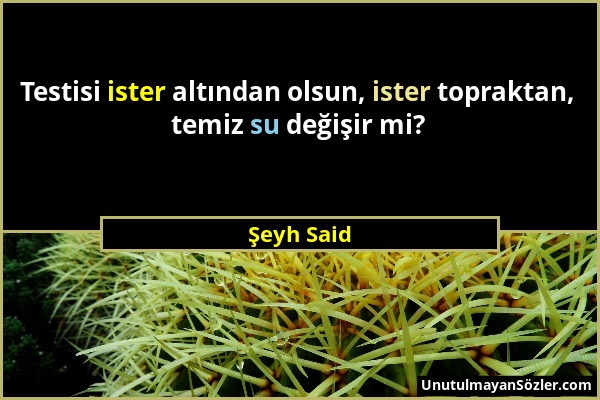 Şeyh Said - Testisi ister altından olsun, ister topraktan, temiz su değişir mi?...