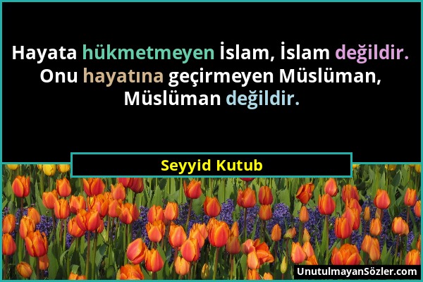 Seyyid Kutub - Hayata hükmetmeyen İslam, İslam değildir. Onu hayatına geçirmeyen Müslüman, Müslüman değildir....