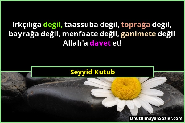 Seyyid Kutub - Irkçılığa değil, taassuba değil, toprağa değil, bayrağa değil, menfaate değil, ganimete değil Allah'a davet et!...