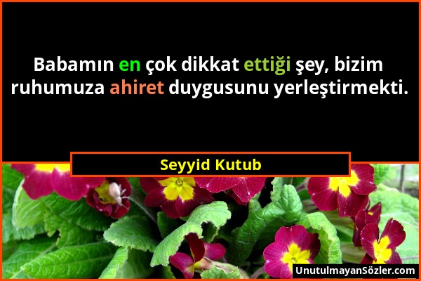 Seyyid Kutub - Babamın en çok dikkat ettiği şey, bizim ruhumuza ahiret duygusunu yerleştirmekti....