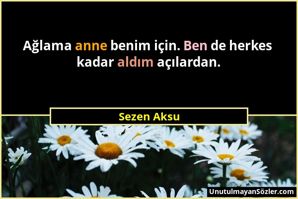 Sezen Aksu - Ağlama anne benim için. Ben de herkes kadar aldım açılardan....