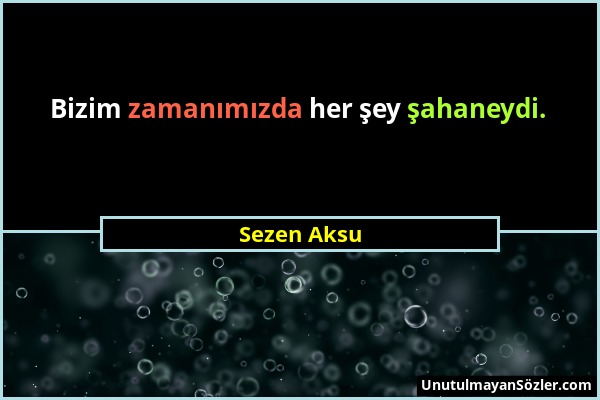 Sezen Aksu - Bizim zamanımızda her şey şahaneydi....