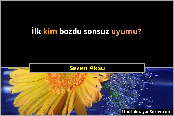 Sezen Aksu - İlk kim bozdu sonsuz uyumu?...