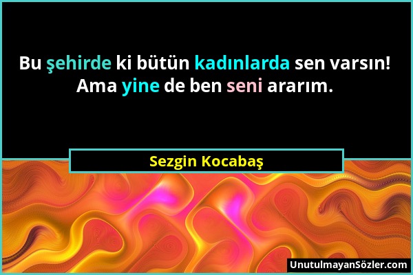 Sezgin Kocabaş - Bu şehirde ki bütün kadınlarda sen varsın! Ama yine de ben seni ararım....