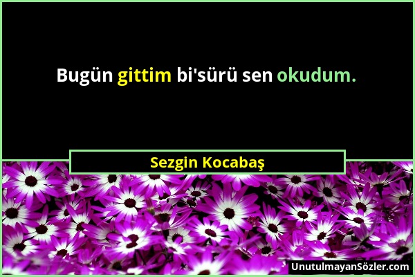 Sezgin Kocabaş - Bugün gittim bi'sürü sen okudum....